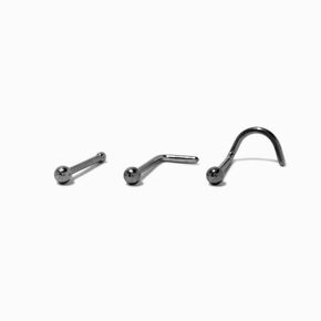 20G Silver-tone Titanium Ball Nose Studs - 3 Pack,