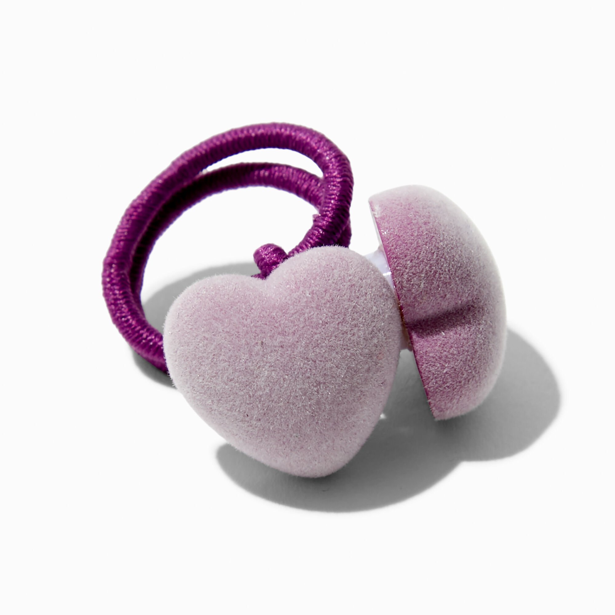 Claire's Club Flocked Heart Charm Hair Ties - 6 Pack,