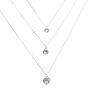 Silver-tone Cubic Zirconia Heart Multi-Strand Necklace,