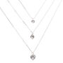 Silver-tone Cubic Zirconia Heart Multi Strand Necklace,