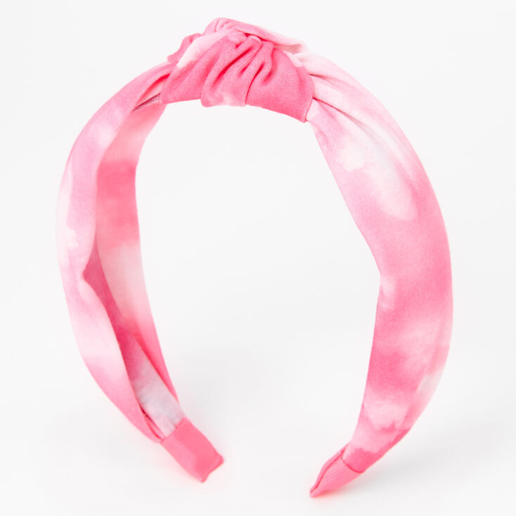 Pink &amp; White Tie Dye Knotted Headband,