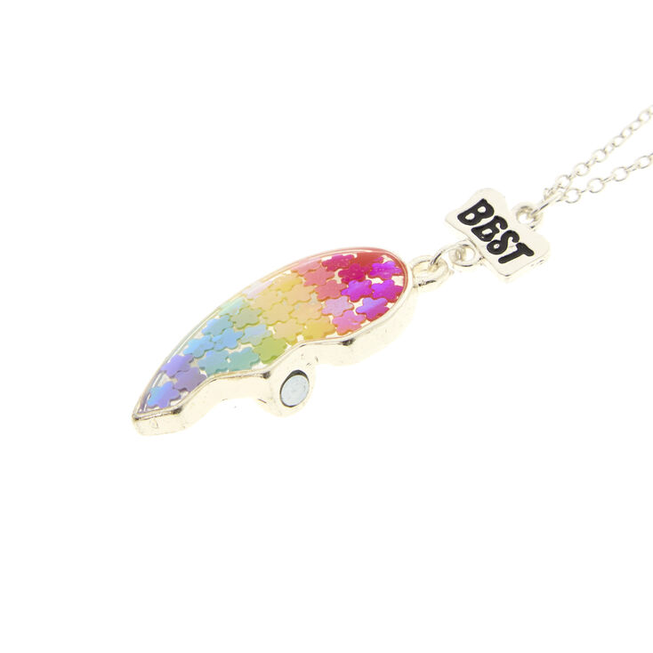 Best Friends Rainbow Floral Heart Pendant Necklaces,