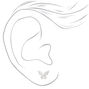 Silver Cubic Zirconia Butterfly Stud Earrings,