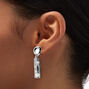 Silver-tone Hammered 2&quot; Clip-On Drop Earrings ,