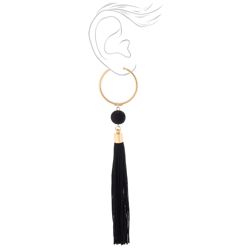 Tassel 6" Drop Earrings - Black,