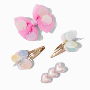 Claire&#39;s Club Pink Paillette Mixed Hair Clips Set - 4 Pack,