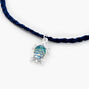 Iridescent Silver-tone Sea Turtle Cord Anklet,