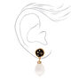 Celestial Black Enamel and Pearl 1&quot; Drop Earrings,