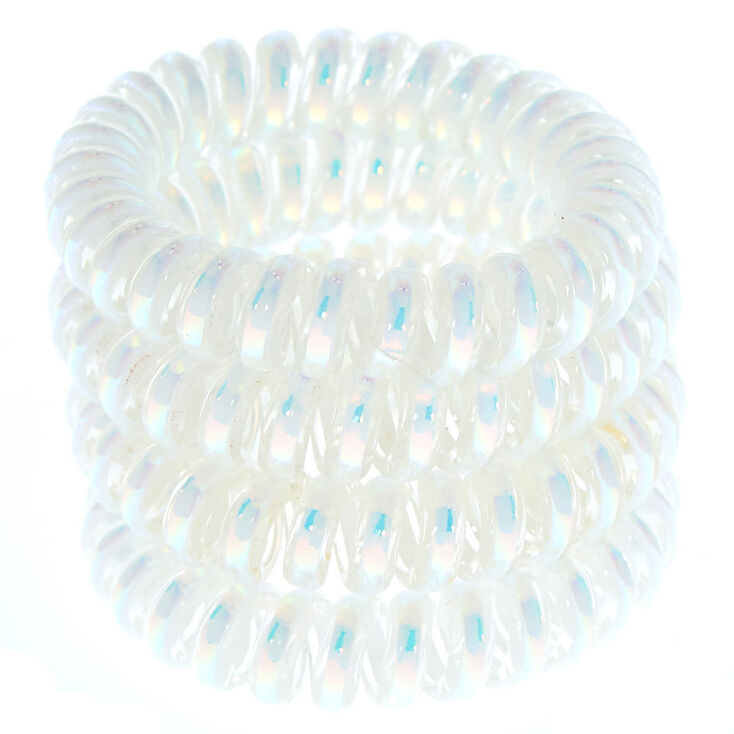 Claire's Élastiques spirales holographiques - Blanc, lot de 4
