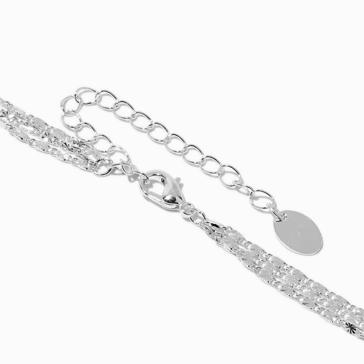 Silver-tone Cubic Zirconia Multi-Strand Y-Neck Necklace,