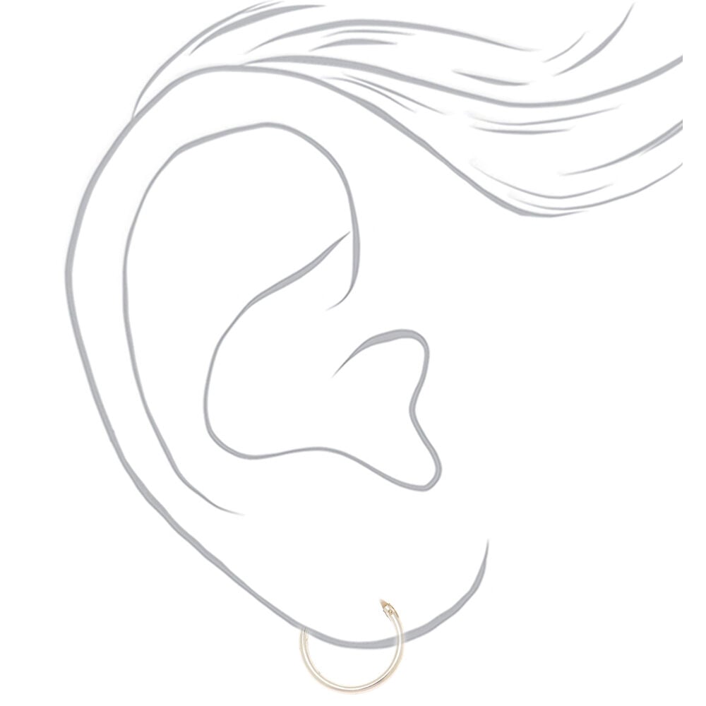 Sterling Silver 14MM Hinge Hoop Earrings,
