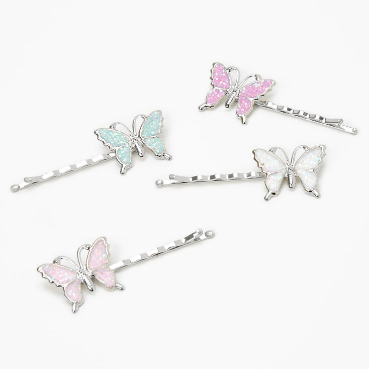 Claire&#39;s Club Glitter Butterfly Hair Pins - 4 Pack,