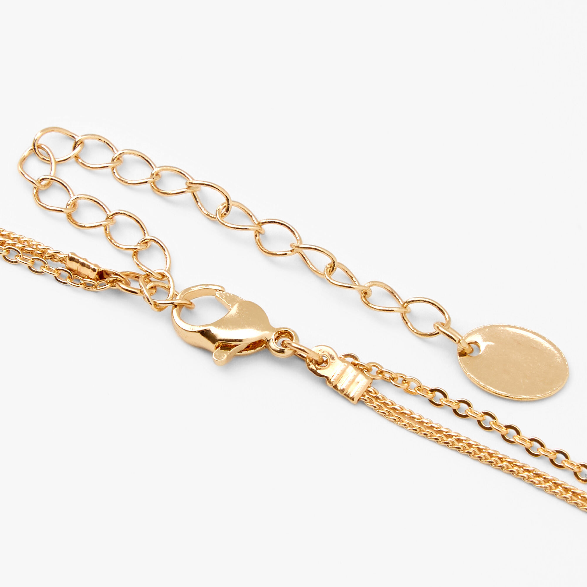 Mixed Metal Crescent Moon Star Multi Strand Choker Necklace,