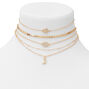 Gold Celestial Mixed Chain Choker Necklaces - 5 Pack,