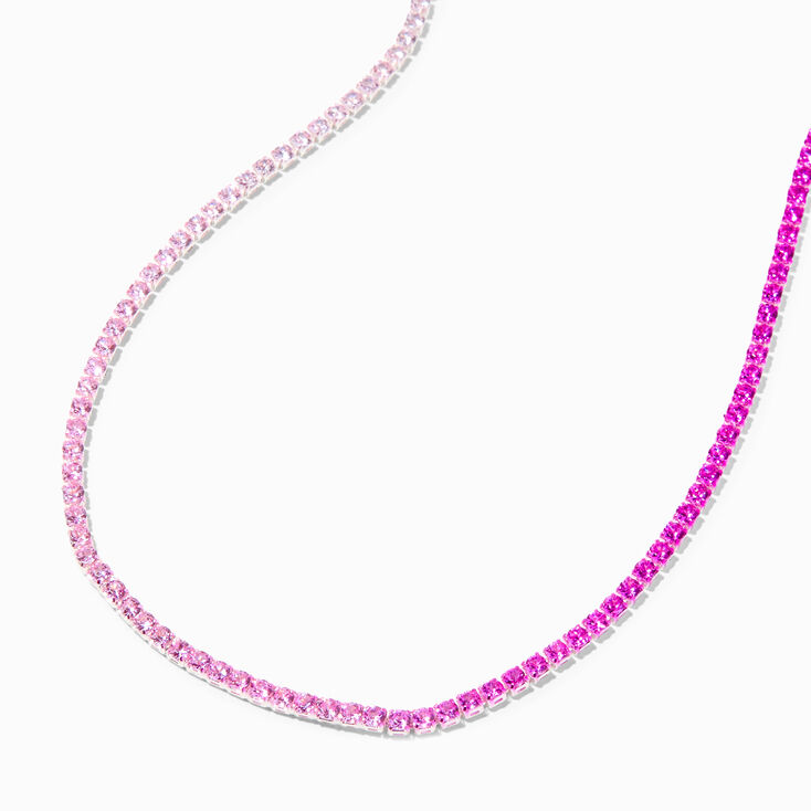 Ombre Pink Crystal Chain Necklace,
