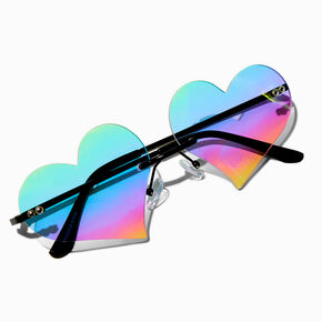 Iridescent Heart-Shaped Rimless Sunglasses,