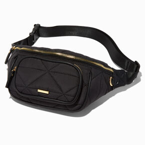 Black Quilted Nylon Bum Bag,