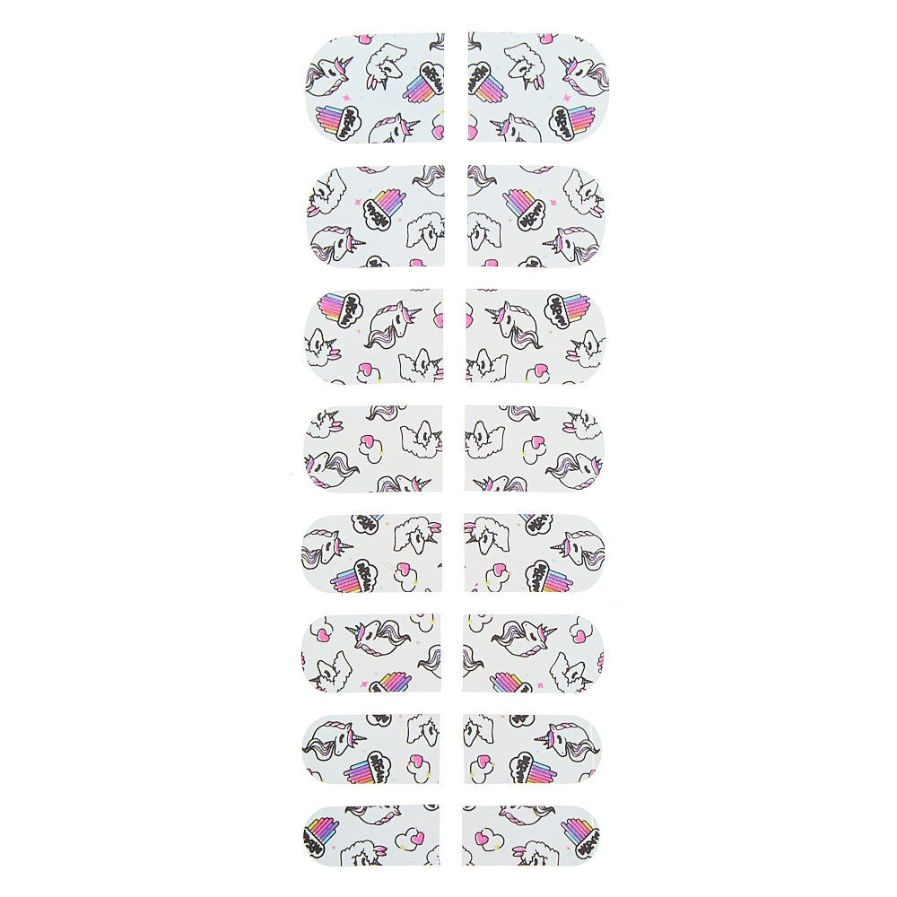 Holographic Unicorn Dream Nail Stickers - Silver, 16 Pack,