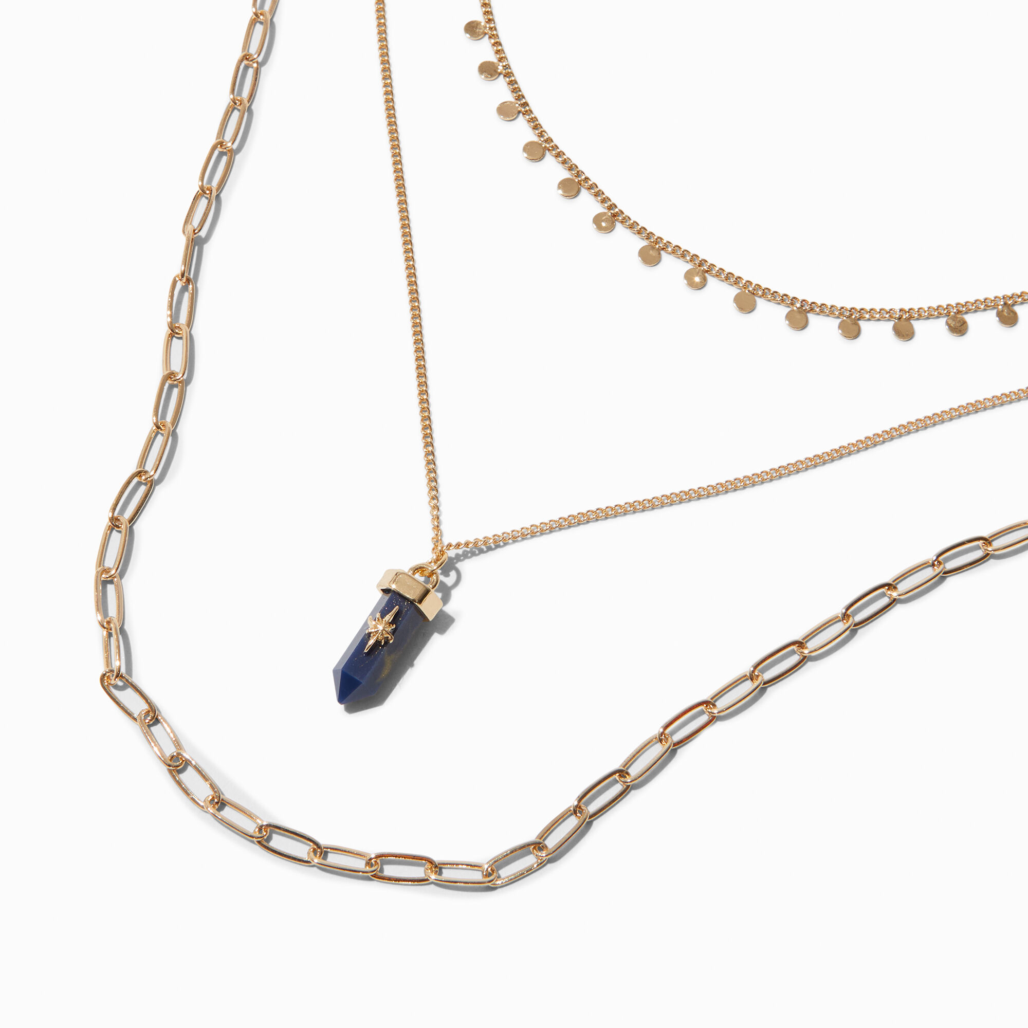 claire's blue mystical gem gold-tone multi-strand necklace