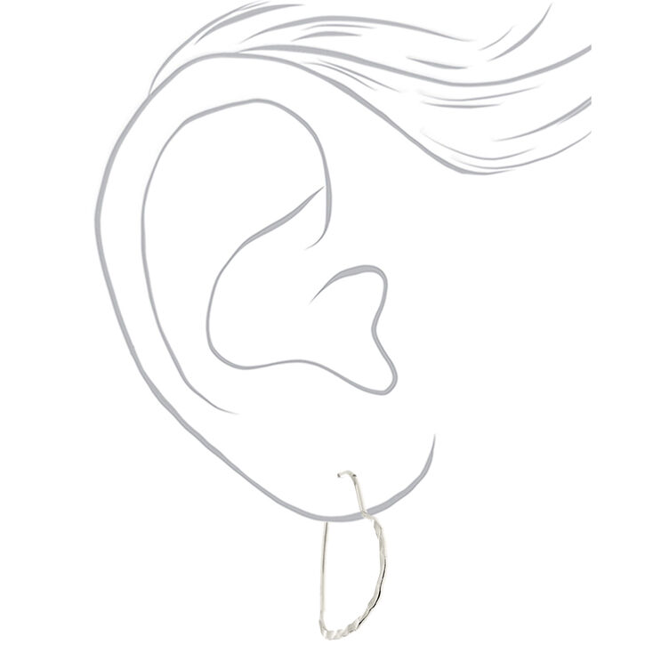Silver 20MM Textured Heart Hoop Earrings,