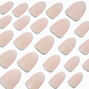 Glazed White Short Almond Vegan Faux Nail Set - 24 Pack,