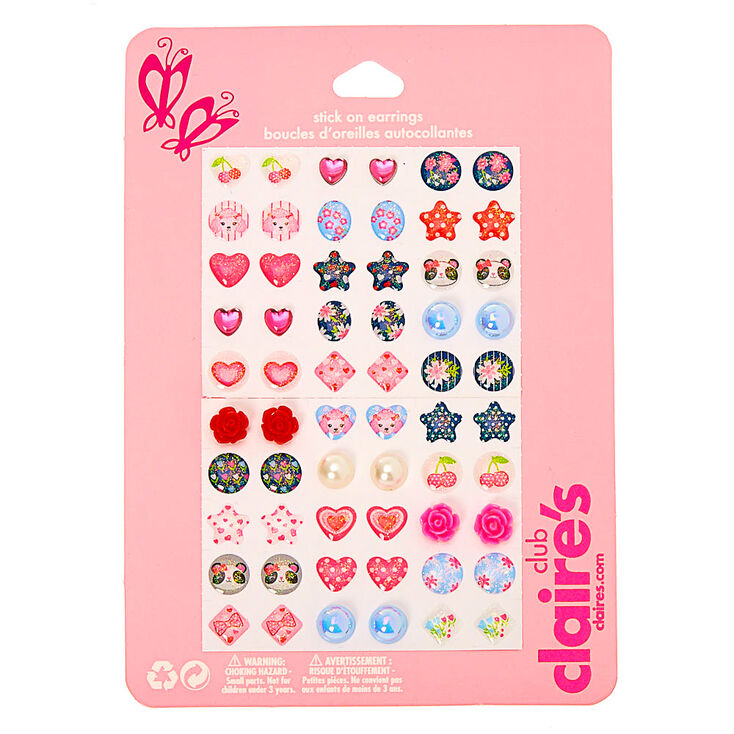 Claire&#39;s Club Girly Girl Stick On Earrings - 30 Pack,