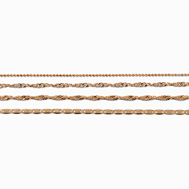 Gold-tone Delicate Chain Bracelet Set - 4 Pack,