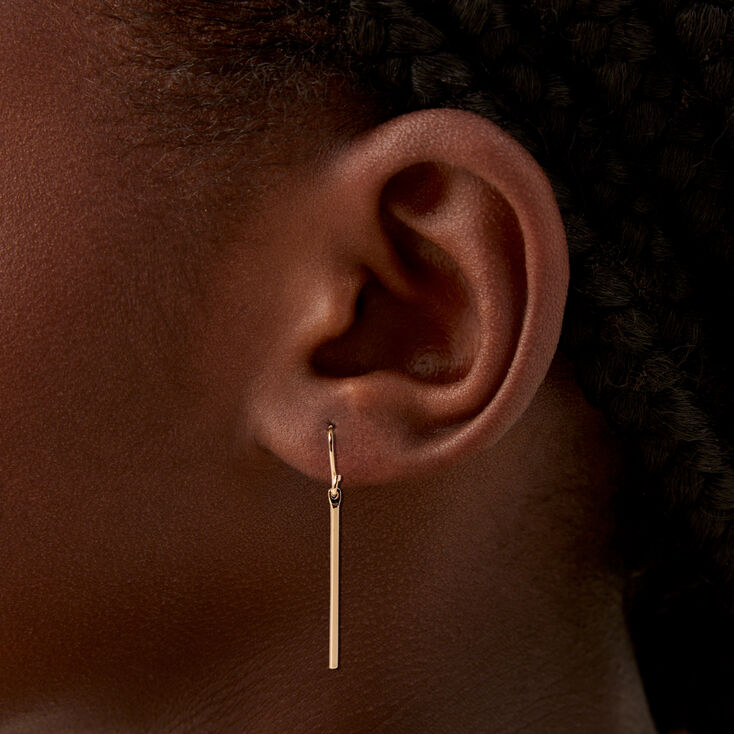 Gold-tone Bar 1&quot; Drop Earrings,
