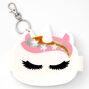 Glitter Unicorn Mini Diary Keychain - Icy Pink,