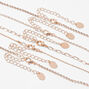 Rose Gold-tone Rhinestone Medallion Necklaces - 5 Pack,