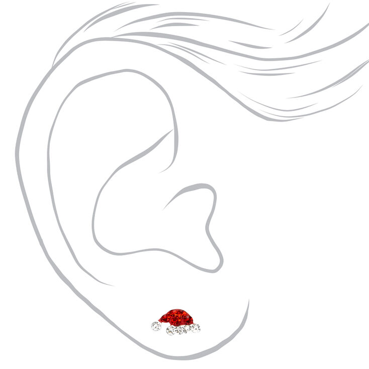 Clous d&#39;oreilles bonnet de P&egrave;re No&euml;l couleur argent&eacute;e,