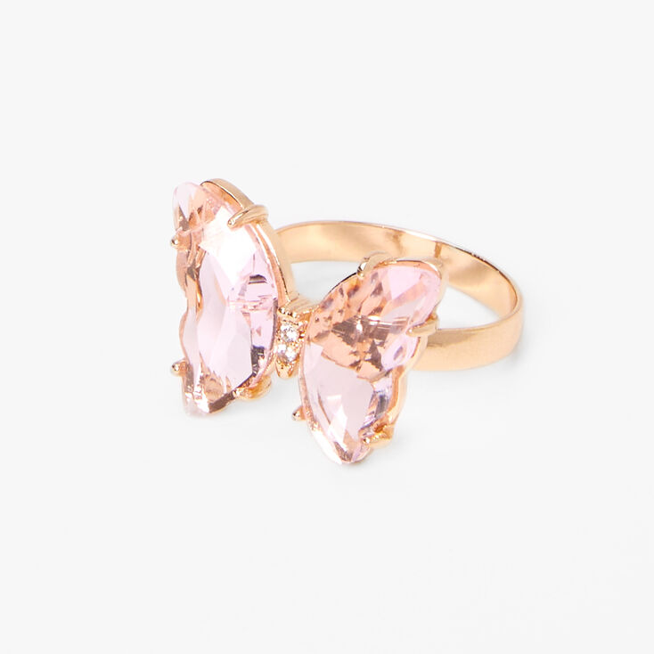 Gold &amp; Pink Butterfly Ring,