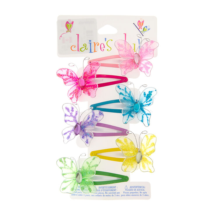 Claire&#39;s Club Rainbow Butterfly Snap Hair Clips - 6 Pack,
