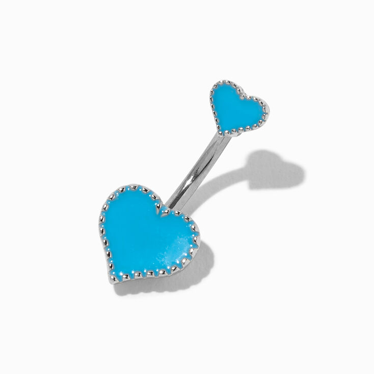 Silver 14G Turquoise Heart Belly Ring,