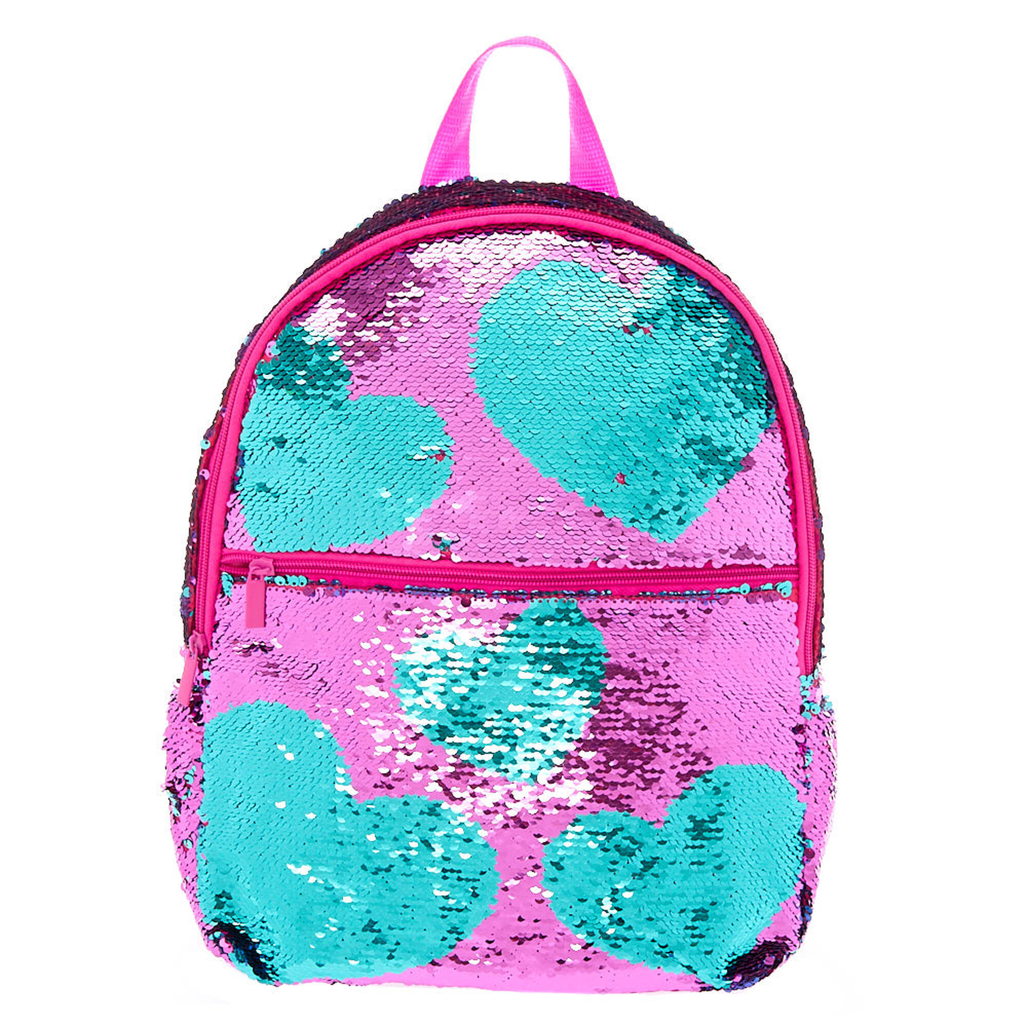 Reversible Sequin Heart Backpack - Fuchsia | Claire's US