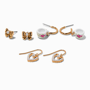 Boucles d&#39;oreilles vari&eacute;es sur le th&egrave;me du th&eacute; - Lot de 3,