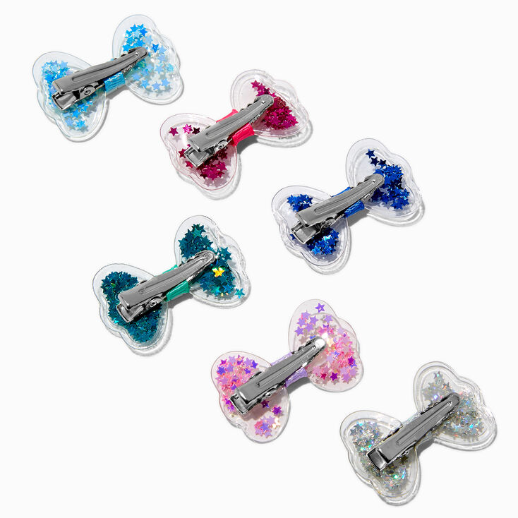 Claire&#39;s Club Pastel Jewel Tone Affirmation Shaker Bow Hair Clips - 6 Pack,