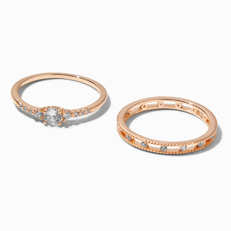 Gold-tone Cubic Zirconia Vintage Rings - 2 Pack,