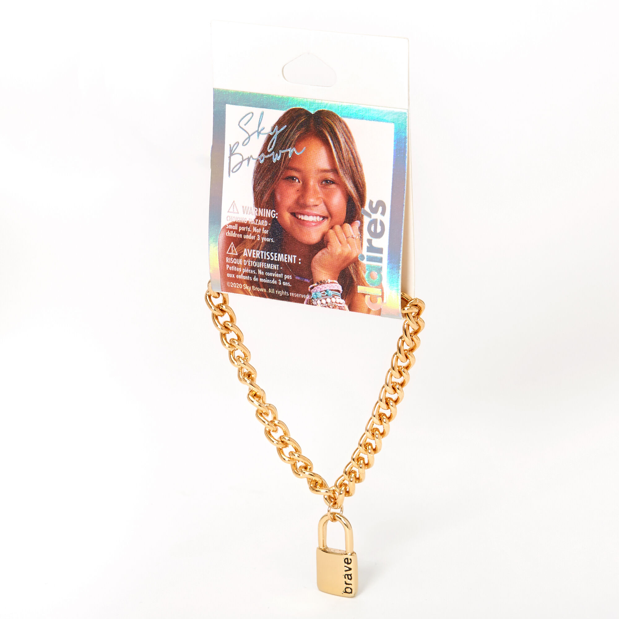 Sky Brown™ Padlock Chain Bracelet – Gold-tone,
