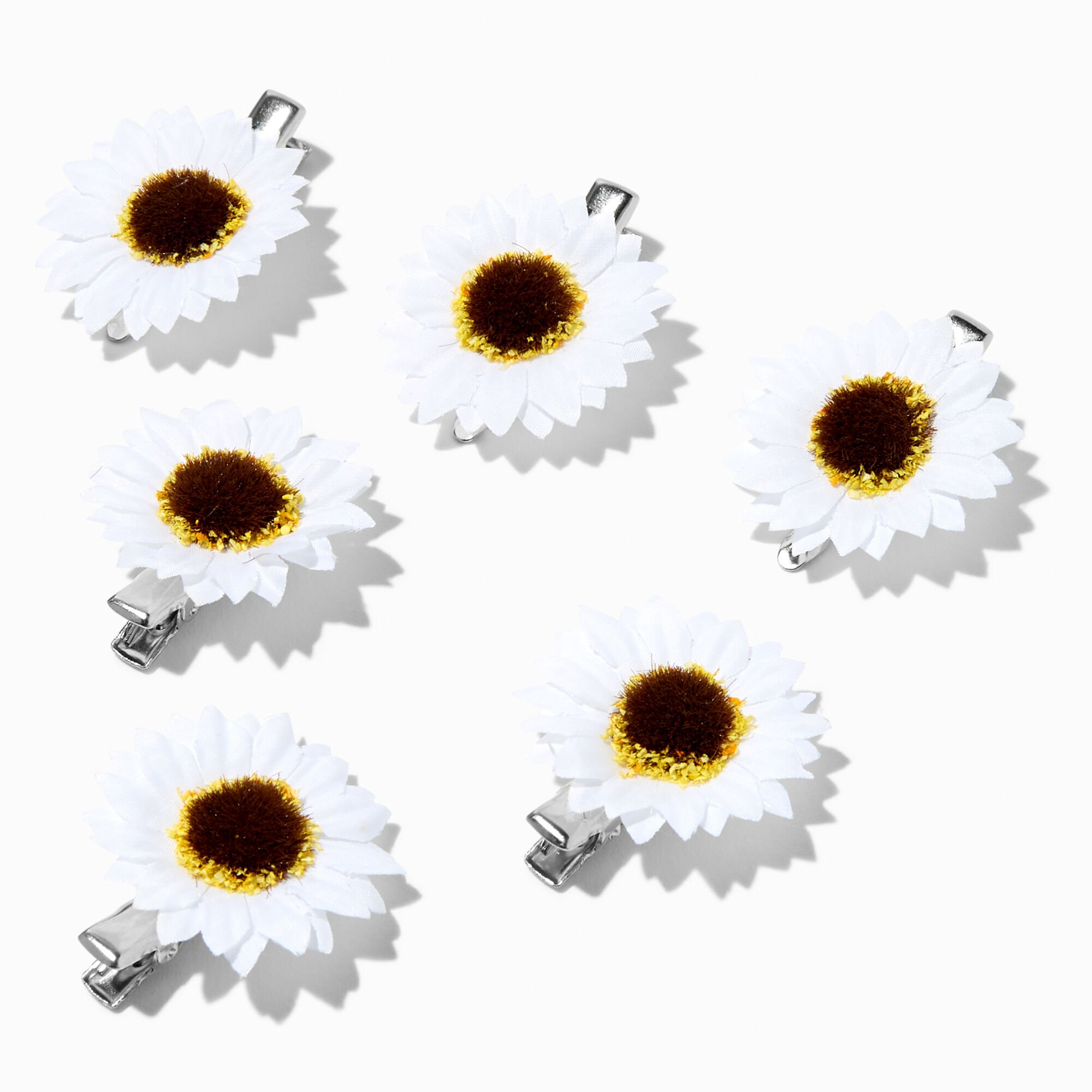 View Claires Daisy Hair Clips 6 Pack White information