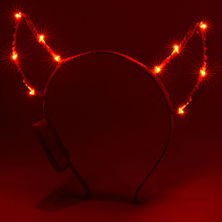 Serre-t&ecirc;te oreilles de diable qui s&rsquo;allument - Rouge,