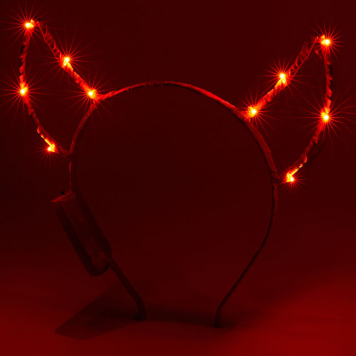 Light Up Devil Ears Headband - Red,