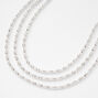 Silver Rhinestone Pearl Multi Strand Choker Necklace,