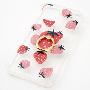 Coque de protection pour portable avec support anneau fraise - Compatible avec iPhone&reg; 12/12&nbsp;Pro,