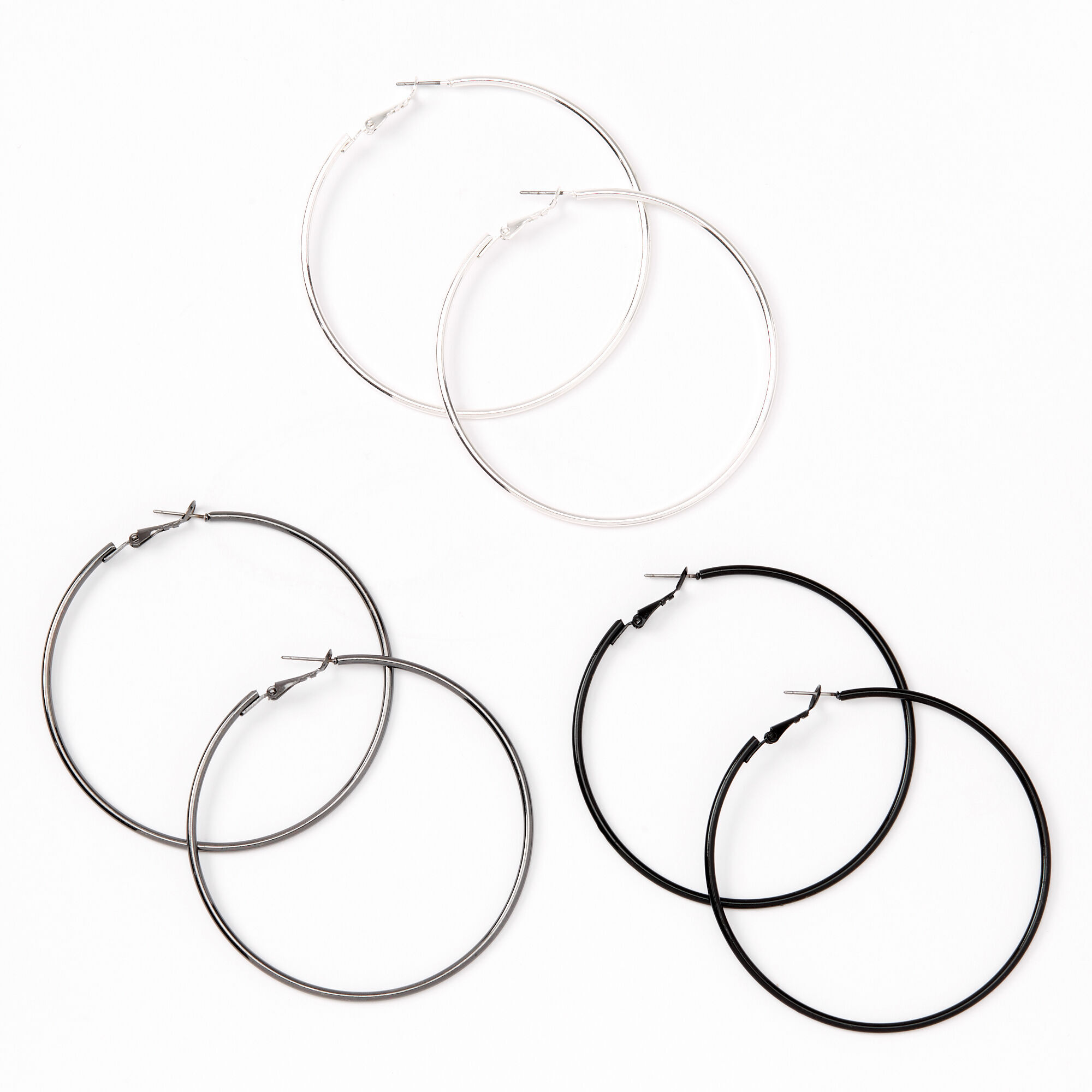 Mixed Metal 70MM Hoop Earrings - 3 Pack,