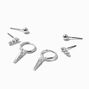 Silver-tone Embellished Spike Earring Stackables Set - 3 Pack,