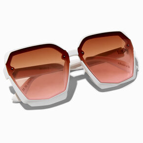 White Geometric Faded Lens Sunglasses,