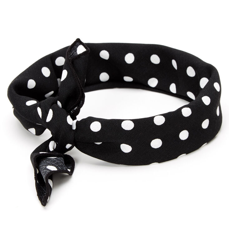 Polka Dot Bandana Headwrap - Black,