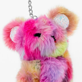 Rainbow Plush Bear Keychain,
