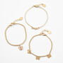 Gold-tone Butterfly &amp; Angel Chain Bracelets - 3 Pack,